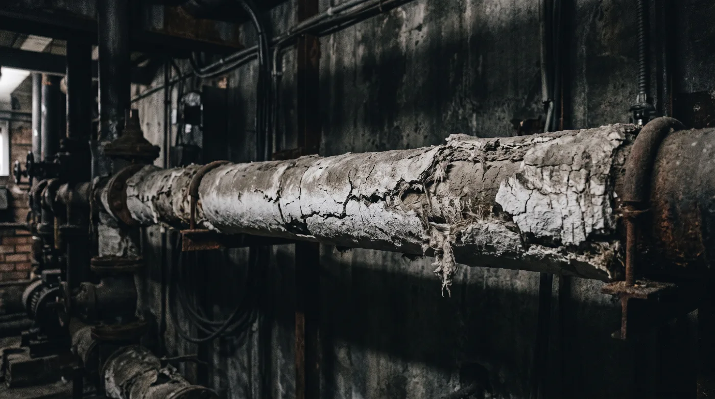 Asbestos pipe lagging insulation