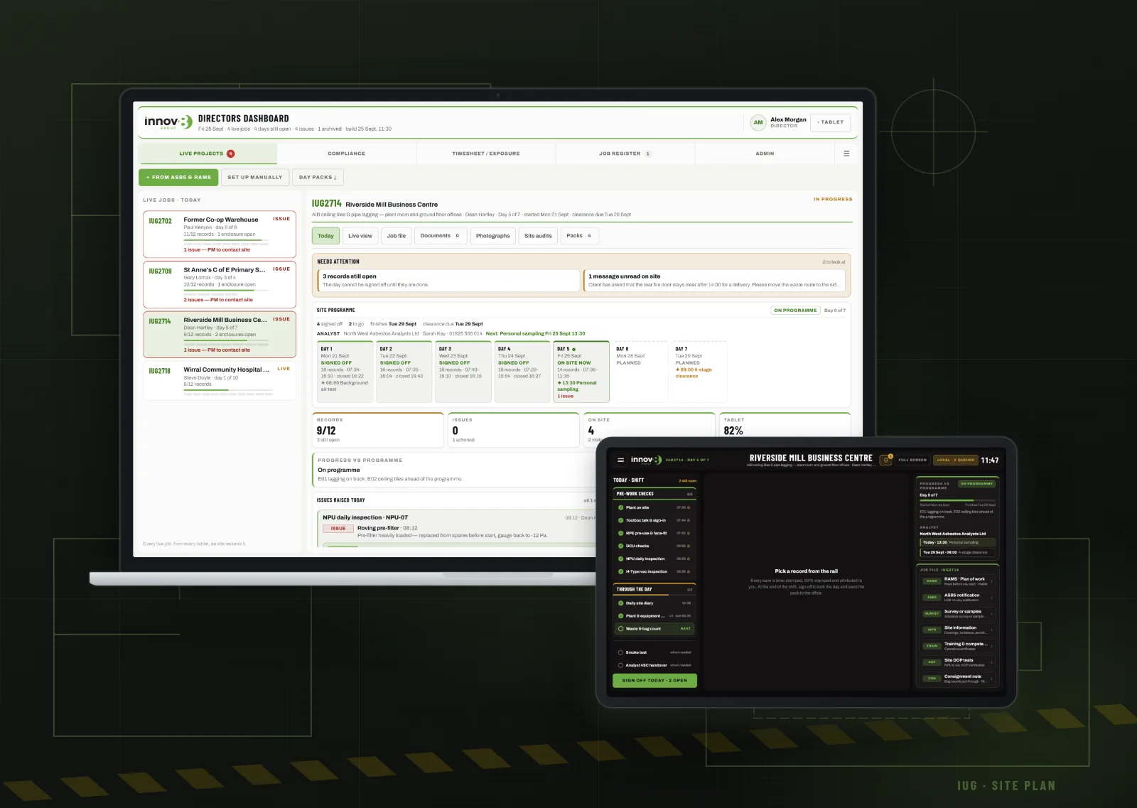 The Innov8 App: the directors’ dashboard and the supervisor’s tablet