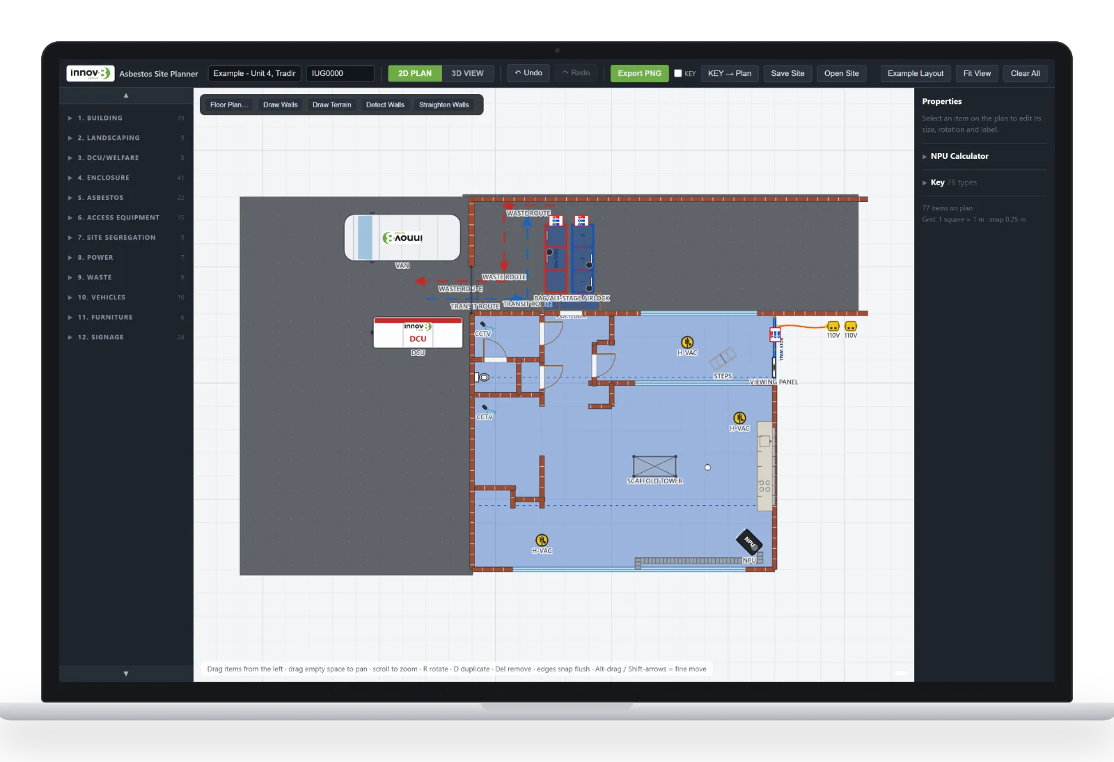 The same site as a 2D plan