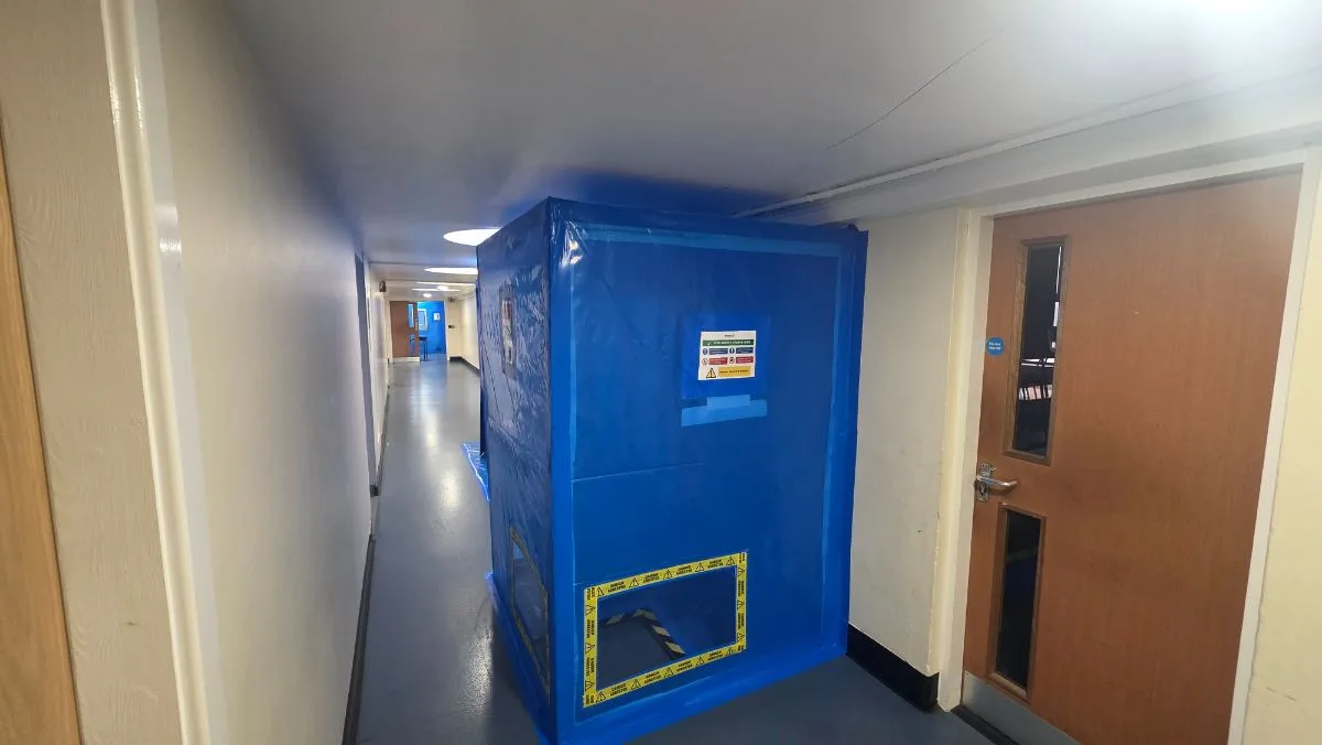 Cardinal Newman High School — three-stage airlock built in the school corridor — Innov8 UK Group