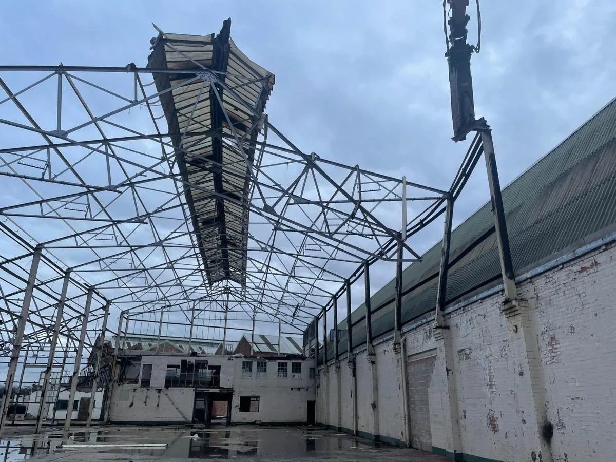 Soft strip, demolition & asbestos cement roof removal at Falcon Works — on-site photo 2 — Innov8 UK Group