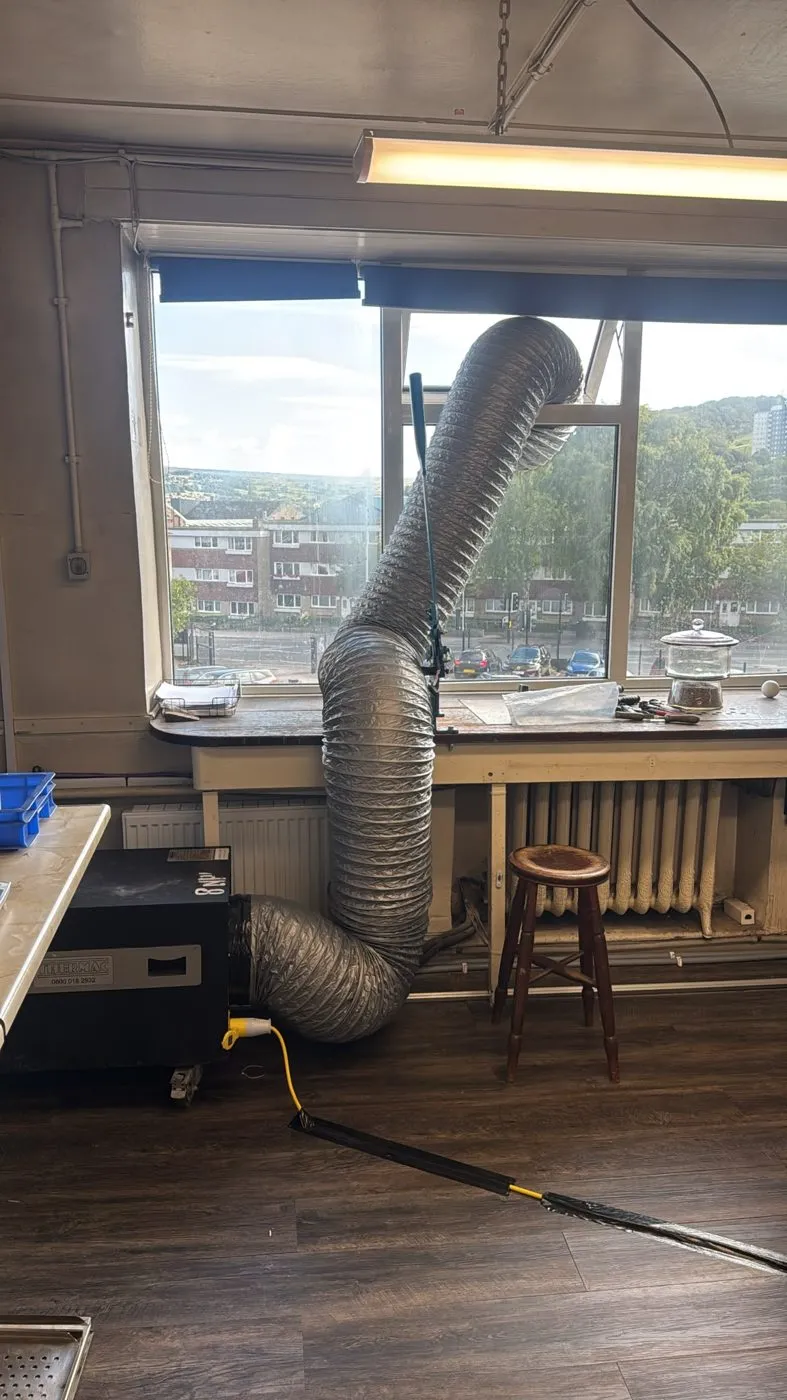 Negative pressure exhaust — Licensed AIB & Lagging Removal, Croft House, Keighley — Innov8 UK Group