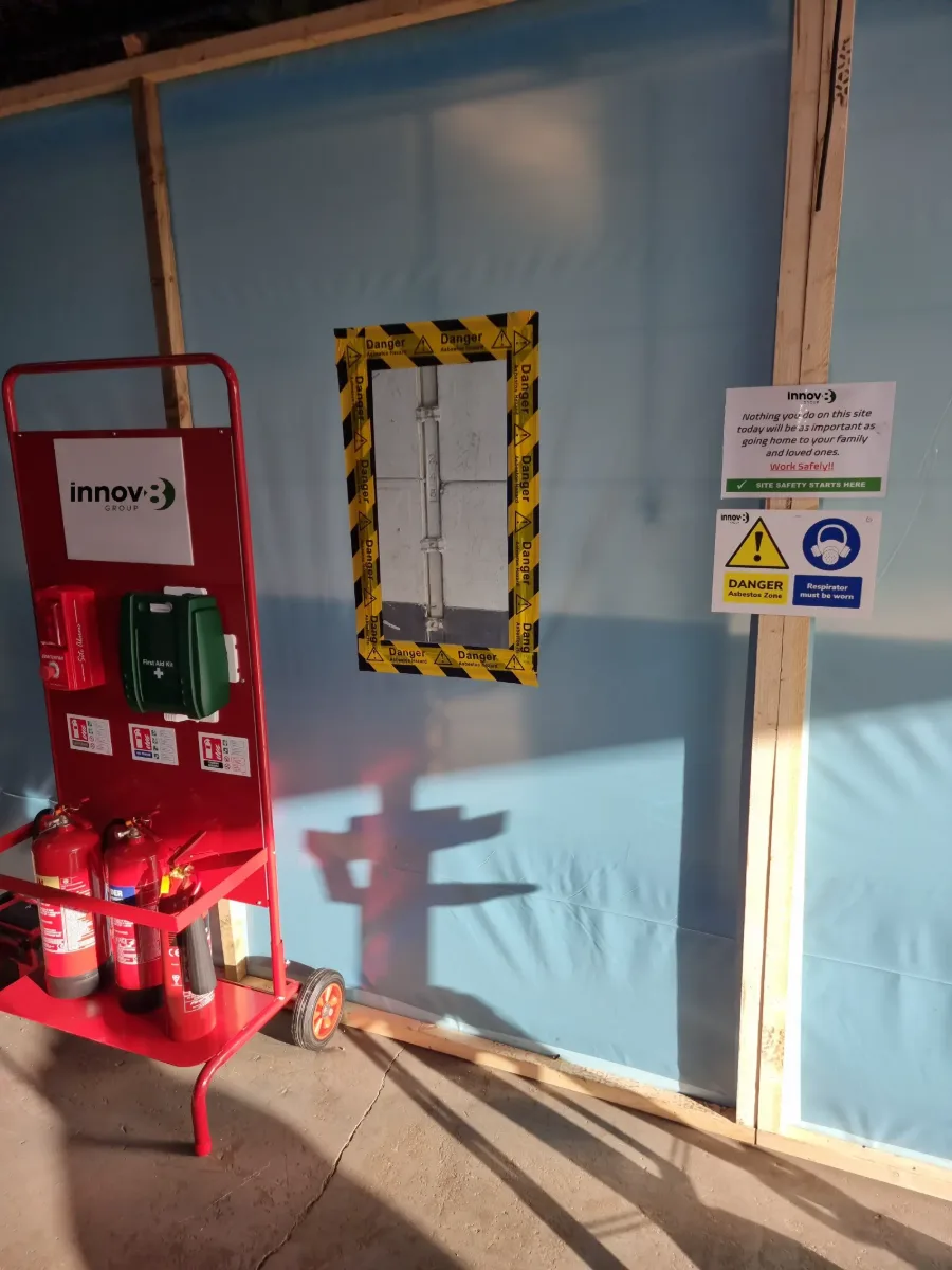 Licensed asbestos removal in Manchester &mdash; AIB panel removal at Oakhill Industrial Estate, Worsley