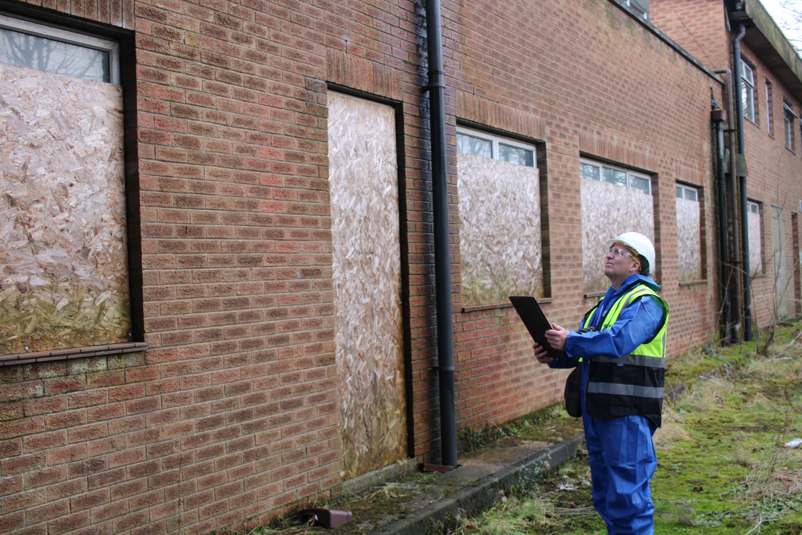 Surveyor taking a sample