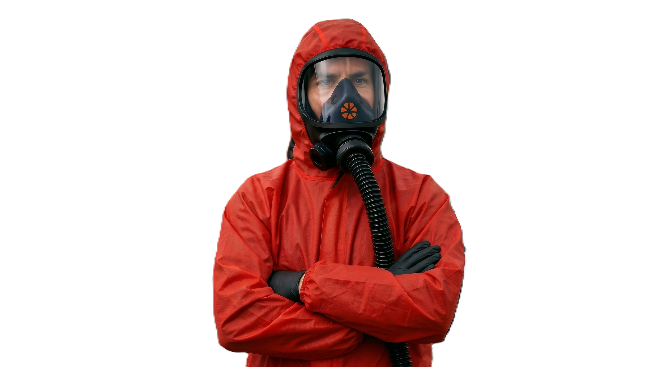 Licensed asbestos operative in protective suit